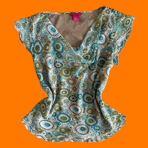 00's vintage groovy boho y2k cowl neck top SMALL sunny leigh